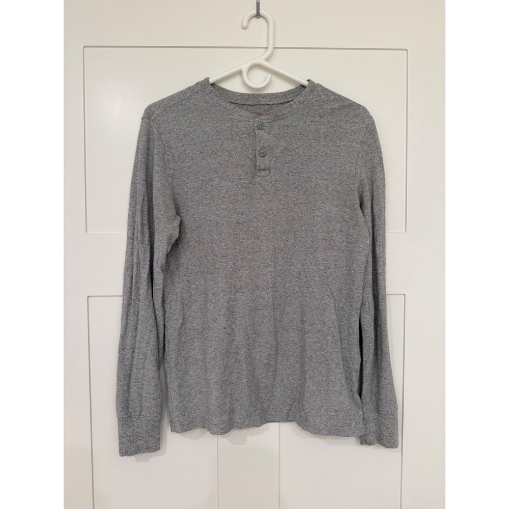 FREE w/ PURCHASE - Merona Mens Gray Long Sleeve Henley Shirt Heathered Knit